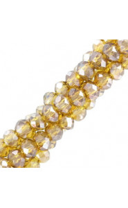 Faceted glass beads 3x2mm disc - Medium topaz-top shine coating